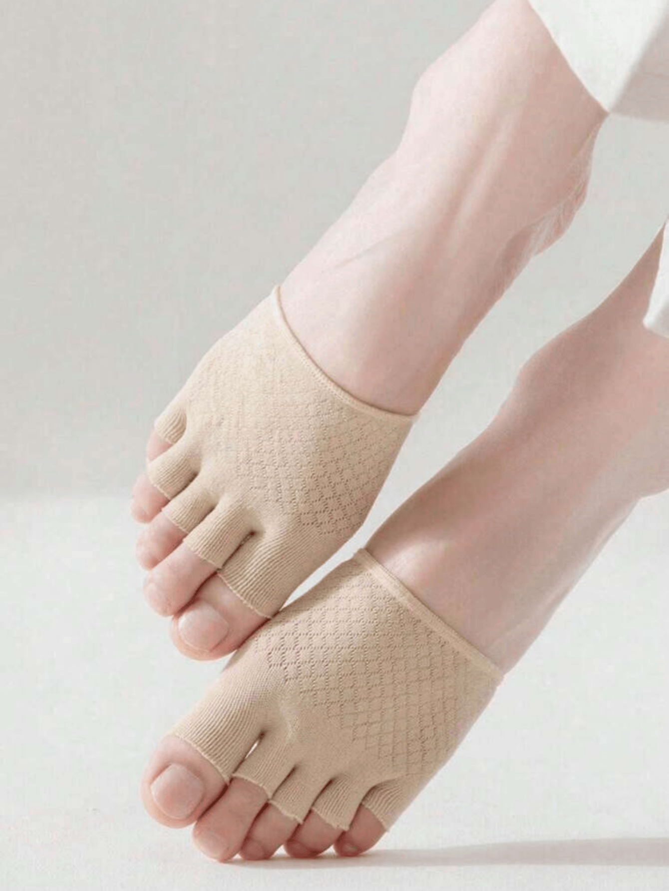 Meias Invisíveis de Algodão com Abertura Frontal para Sapatos de Salto Alto Femininos, com Sola Antiderrapante
