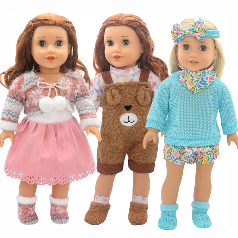 18 "American Og Girls Doll Clothes Tie A Knot Shirt Fashion Pants Baby Dolls Outfits Children Girl New Year Gifts