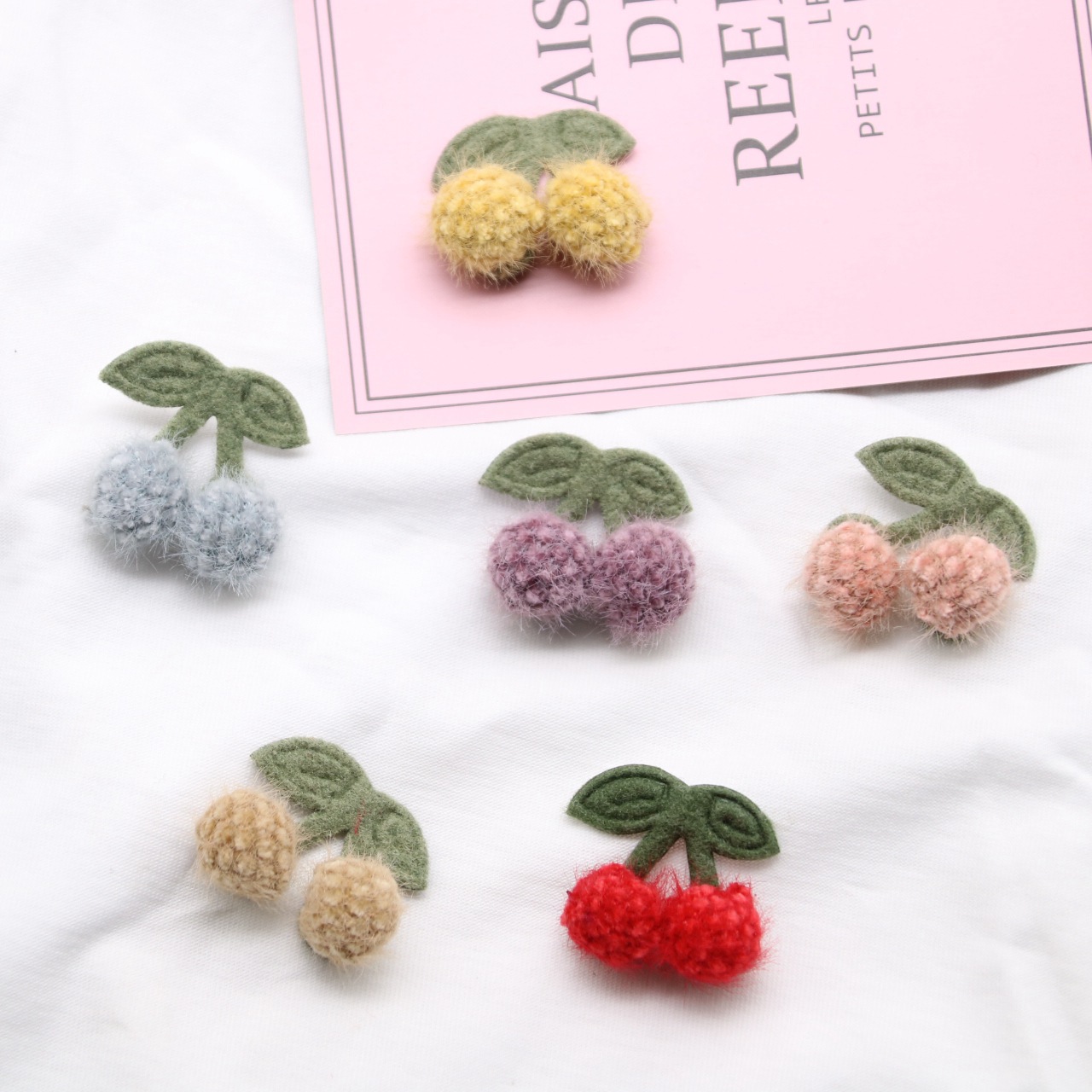 10PCS ขนาดเล็กน่ารักเชอร์รี่ผสม Mink Ball เครื่องแต่งกายกระเป๋า Shop วัสดุ DIY เด็กอุปกรณ์ตกแต่งผม
