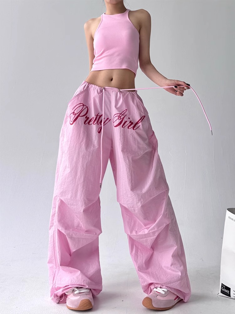 Pantalones Casuales повседневные брюки с вышивкой для женщин, свободные и удобные прямые брюки с эластичной резинкой на талии, брюки десантника