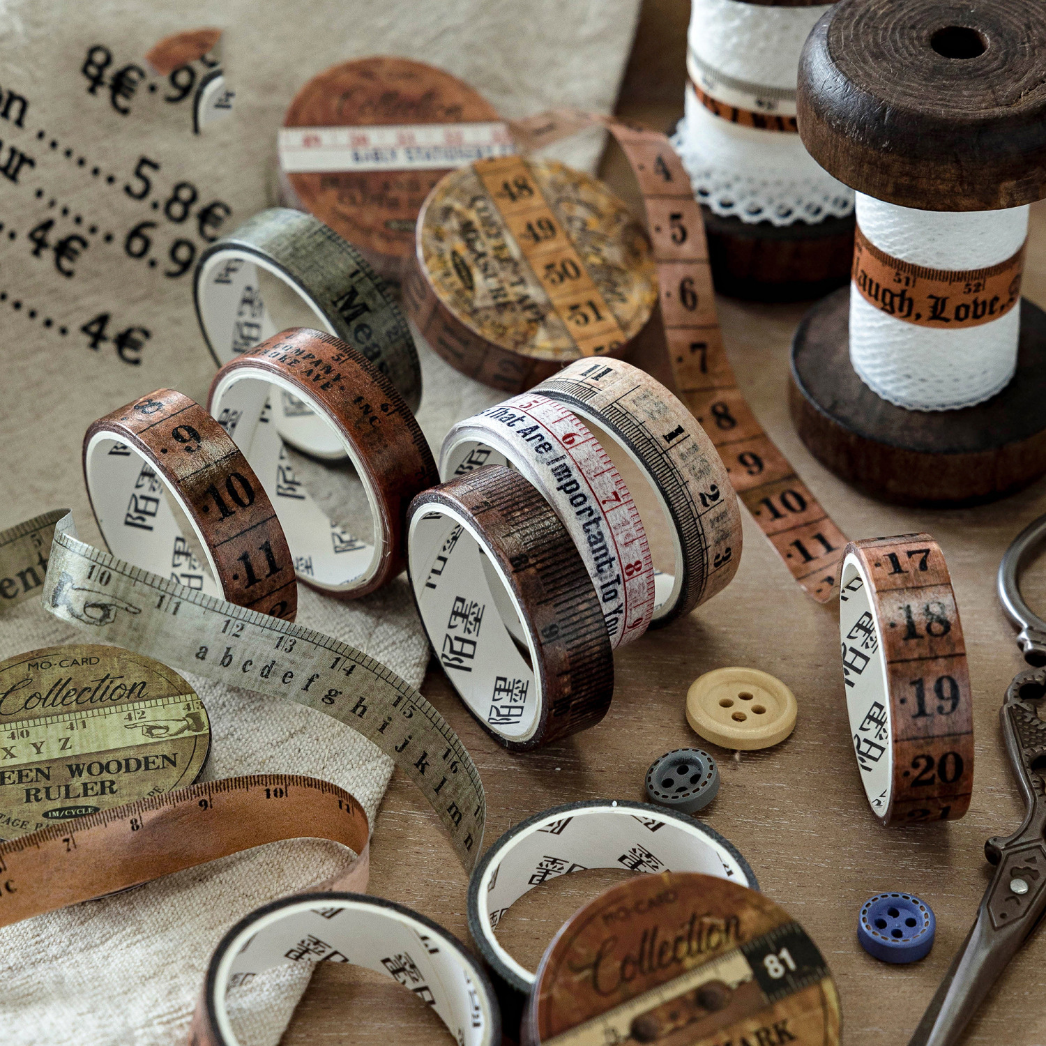 10mm*200cm Tape Measure Collection Series Vintage Rules Landscape Washi Tape Creative DIY Journal Material Collage Stationery