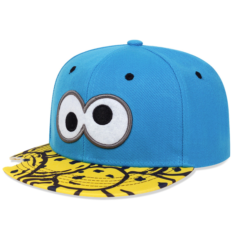 Boné de beisebol dos desenhos animados olhos grandes biscoito mordida azul snapback chapéu adultos viagem ao ar livre ajustável chapéus de sol esportes boné de caminhoneiro