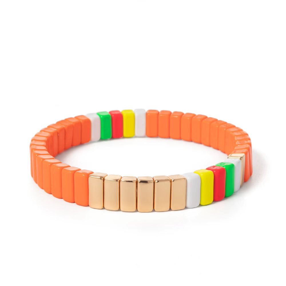4X8Mm Emaille Armbanden Groothandel Kleurrijke Elastische Armband Handgemaakte Regenboog Kralen Sieraden