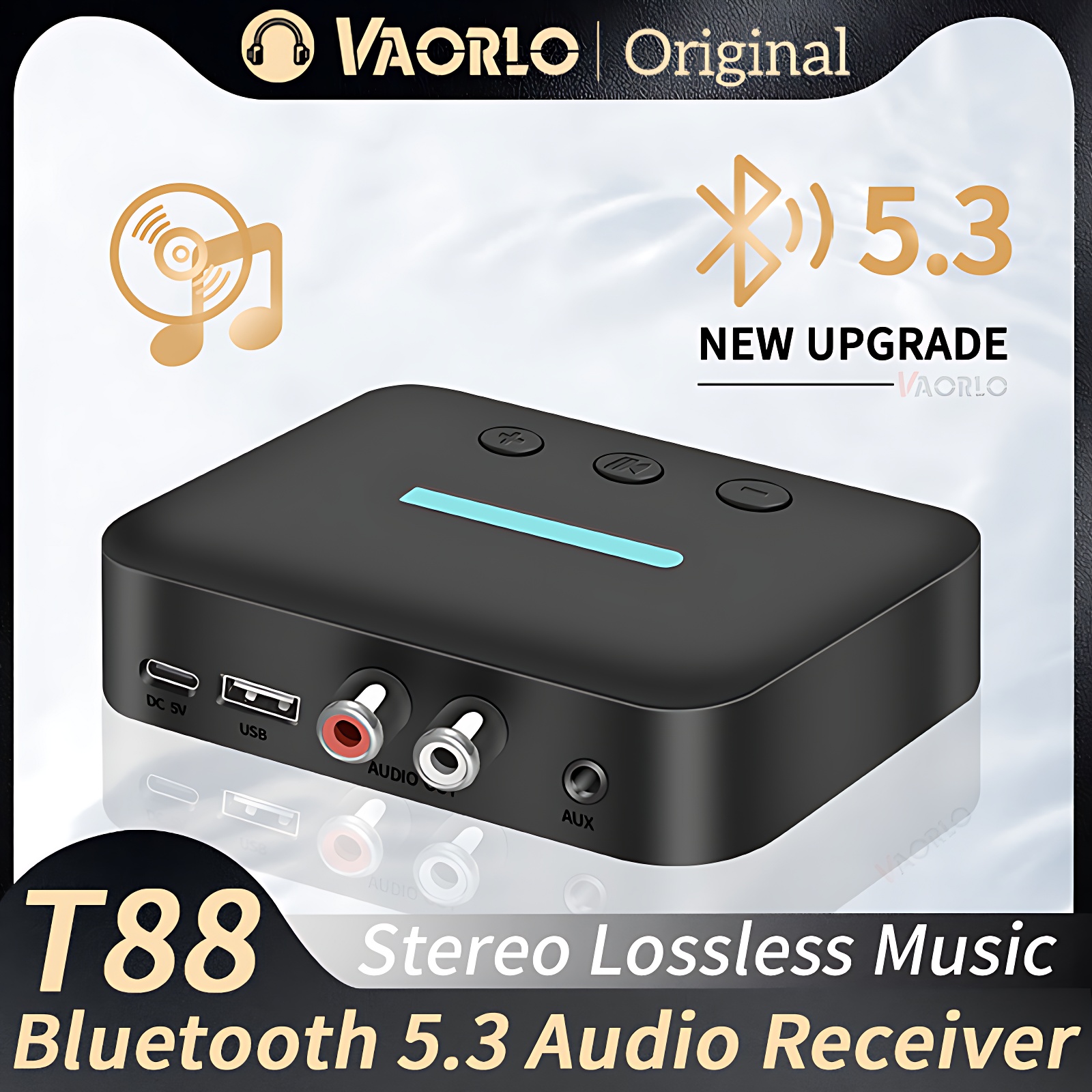 USB Bluetooth 5,3 Audio Receiver Adapter Wireless Stereo Musik 3,5mm AUX R/L RCA Unterstützung U-Disk Wiedergabe für Desktop Lautsprecher Verstärker
