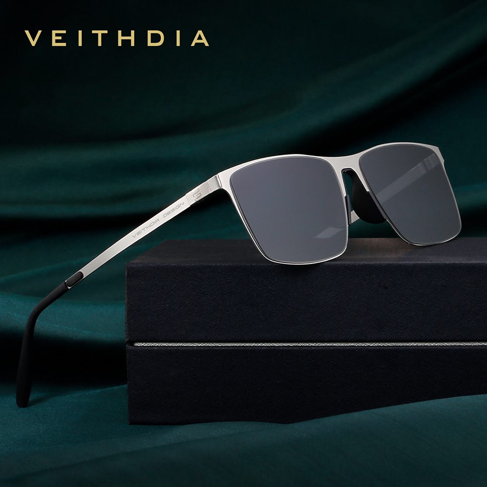 VEITHDIA-Lunettes de soleil polarisées UV400 pour hommes et femmes, verres en nylon, acier inoxydable, haute définition, marque de mode, 8212