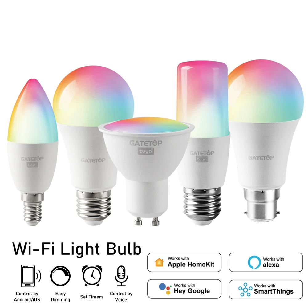 RGB Smart LED-Birne dimmbar Tuya Gu10 C37 A60 T37 E14 E27 B22 Licht Wifi Magic Lamp AC 110V 220V Funktioniert mit Alexa Google Home