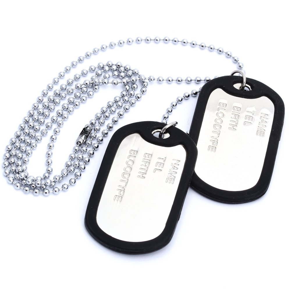 BABQ สร้อยคอ จี้โซ่ 2 แผ่น Identity Dog Tag โลหะผสม แฟชั่นผู้ชาย