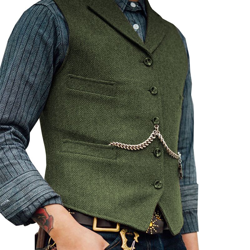 ธุรกิจเสื้อกั๊กเสื้อ Casual SLIM FIT GILET Homme เสื้อสําหรับเจ้าบ่าว Man งานแต่งงานชายเสื้อสูทสีน้ําตาลงานแต่งงานขนสัตว์ Tweed