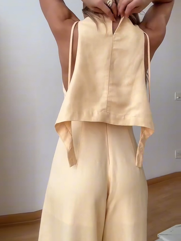 O pescoço oco para fora macacões de moda, feminino verão sem mangas retalhos chique playsuits, 2025 sólido casual botão senhoras bodysuits