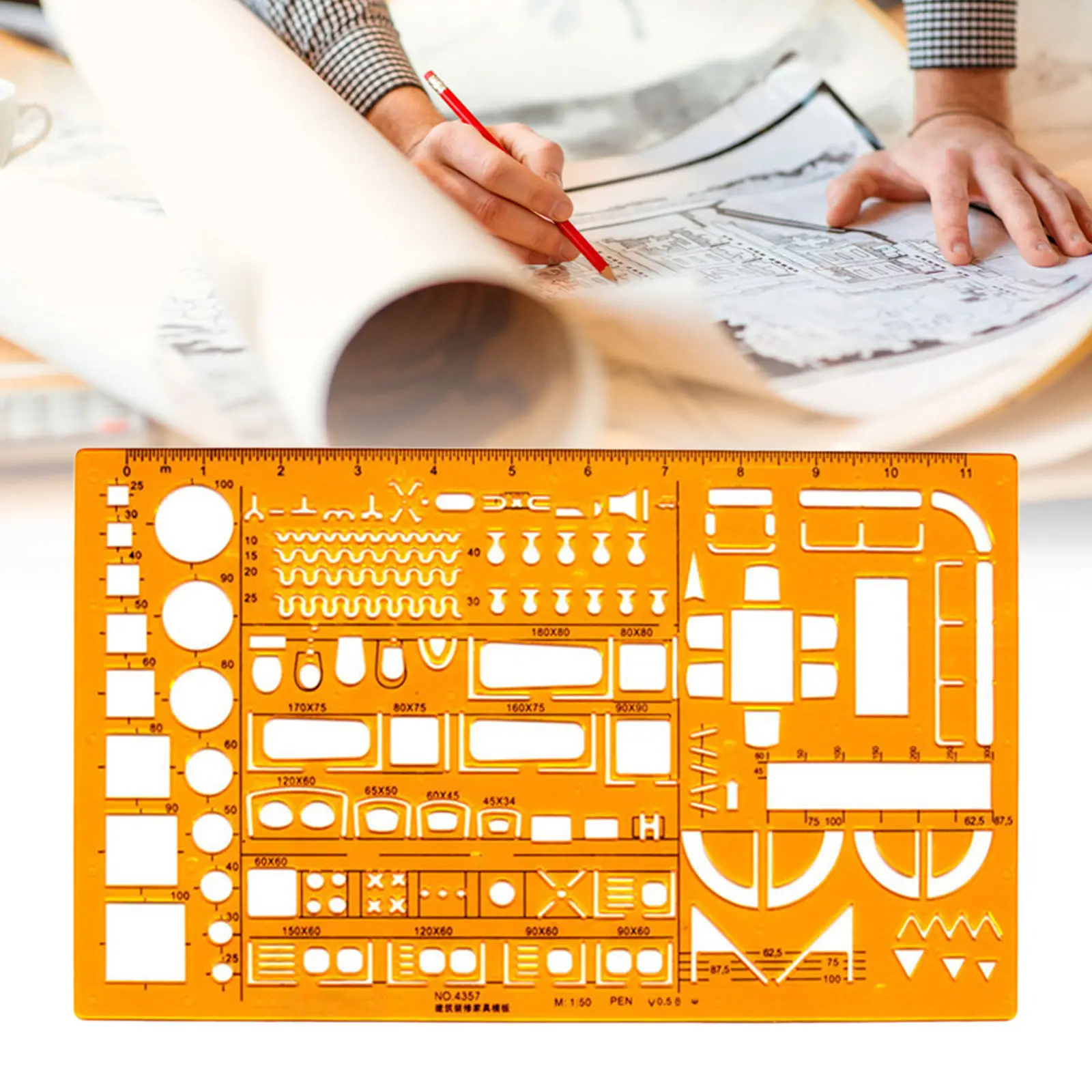Jinsihou Drafting Template/Stencil Ruler K Resin Soft Architect/Construction/Geometry/Math/Furniture/Curve/Round Measuring Tool