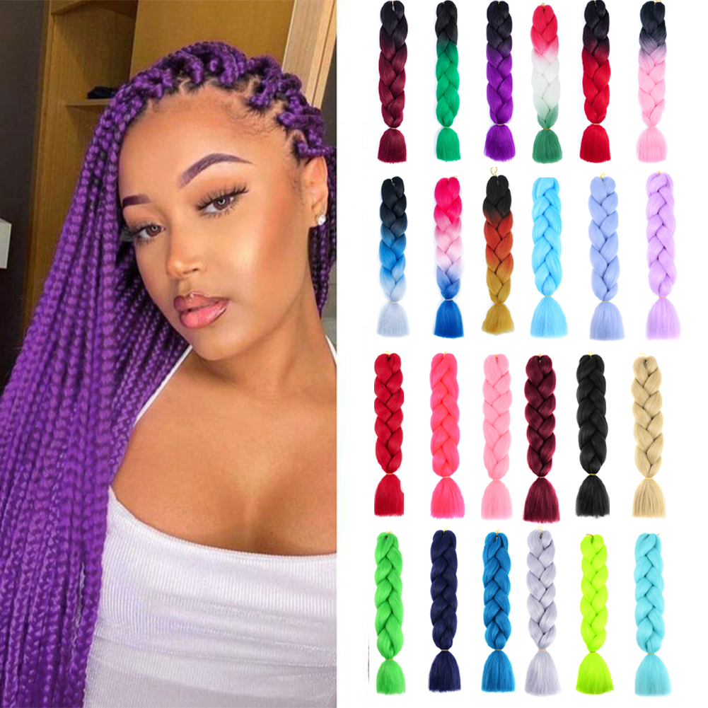 Extensiones de cabello sintético para mujer, pelo trenzado Jumbo DIY de 24 pulgadas, pelo trenzado de ganchillo Afro ombré, venta al por mayor