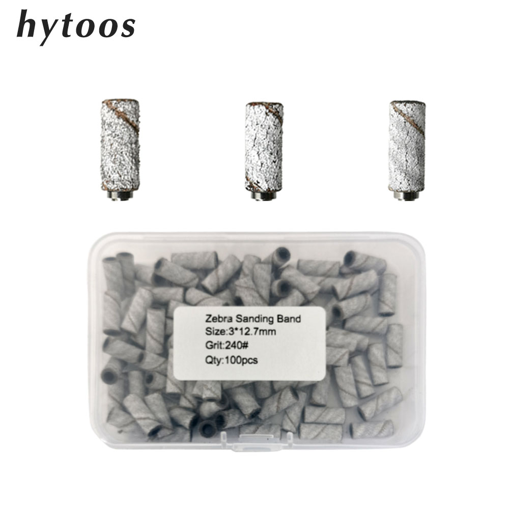 HYTOOS Piccole fasce abrasive bianche da 3 mm senza mandrino in acciaio inossidabile Punte da trapano elettriche per unghie Accessori per manicure Pulizia delle cuticole