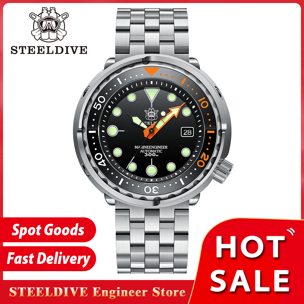 Новые классические часы Tuna Can для мужчин STEELDIVE SD1975C, супер светящийся керамический безель, 300 м, водонепроницаемые наручные часы для дайвинга с механизмом NH35
