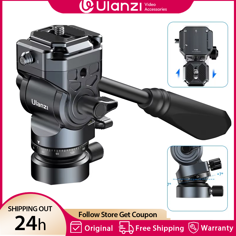 Ulanzi EH12 F38 kepala Video cairan lepas cepat 360 ° panorama Gimbal kepala Tilt -90 ° + 55 ° w pegangan dapat dilepas untuk pemotretan Tripod