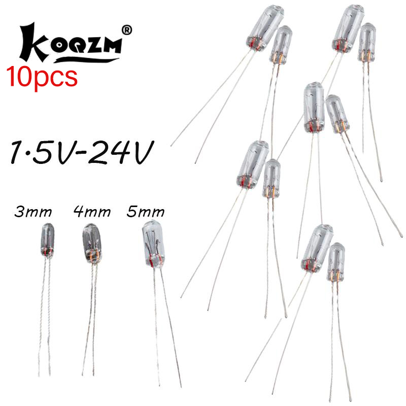 Bombilla incandescente Edison, filamento de arroz, 10 piezas, 0,07a, 3mm, 4mm, 5mm, 1,5 V,3V,6V, 9V,12V, 24V, nuevo estilo