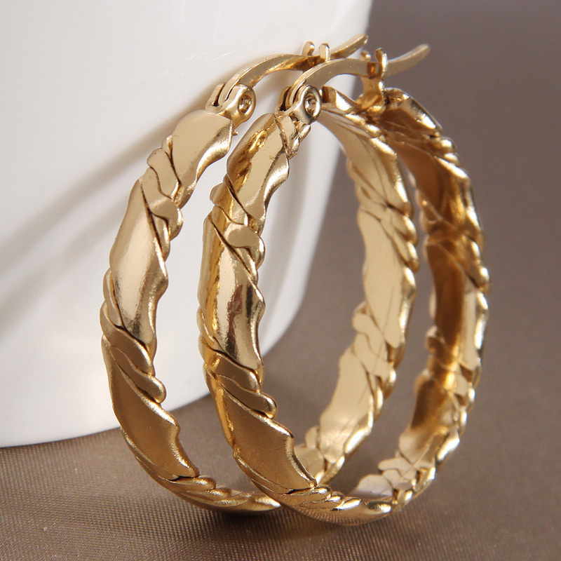 Pendientes de acero inoxidable a la moda, pendientes de aro de 3CM de Color dorado para mujer, bisutería, aros elegantes para mujer