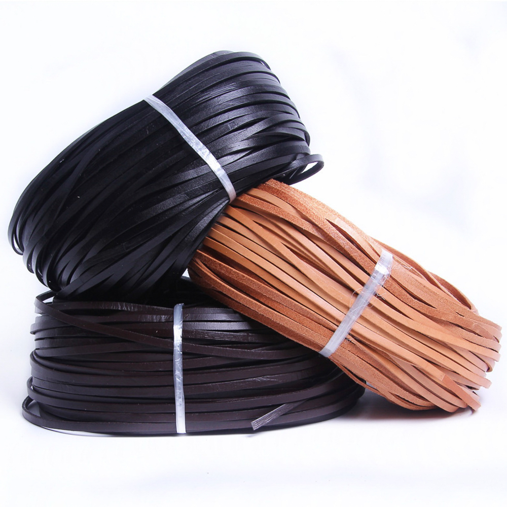 cordón de cuero tiras de cuero cordon de cuero para bisuteria 2 metros negro/marrón/café 2-20mm plano cuero genuino joyería cordón cuerda cordón DIY collar pulsera encontrar