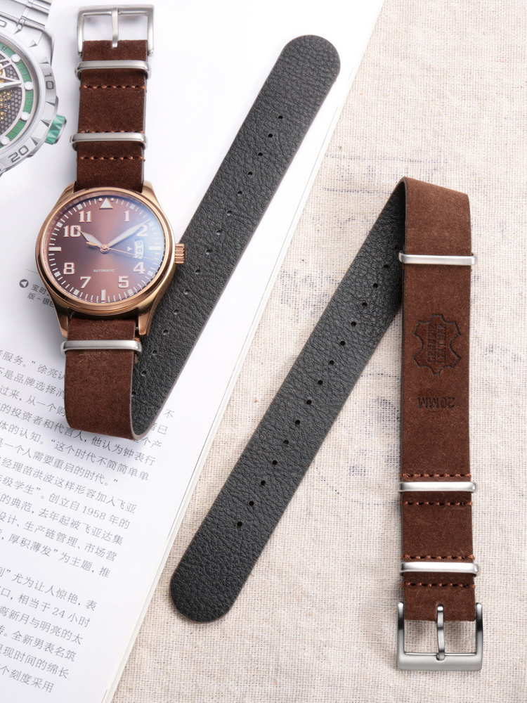 Hemsutt Tali Jam Tangan Kulit Asli Tali Pergelangan Tangan Militer Gaya One Piece Vintage 18 20 22Mm Bungkus Pengganti untuk Pria Wanita