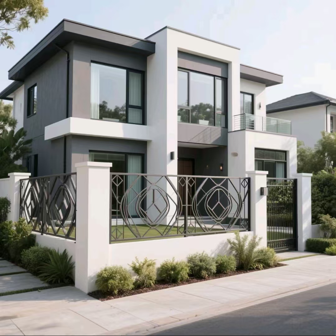 cj-High Quality Crewell Custom Luxury Modern Iron Stainless Steel Terrace Railing Balustrades Handrails Boundary Wall Gates@