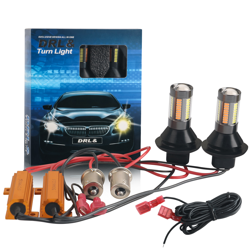 2X LED 1156 PY21W BAU15S P21W BA15S T20 7440 W21W WY21W Dual Color Double Mode Canbus No Error DRL Turn Signal Lamp White Yellow