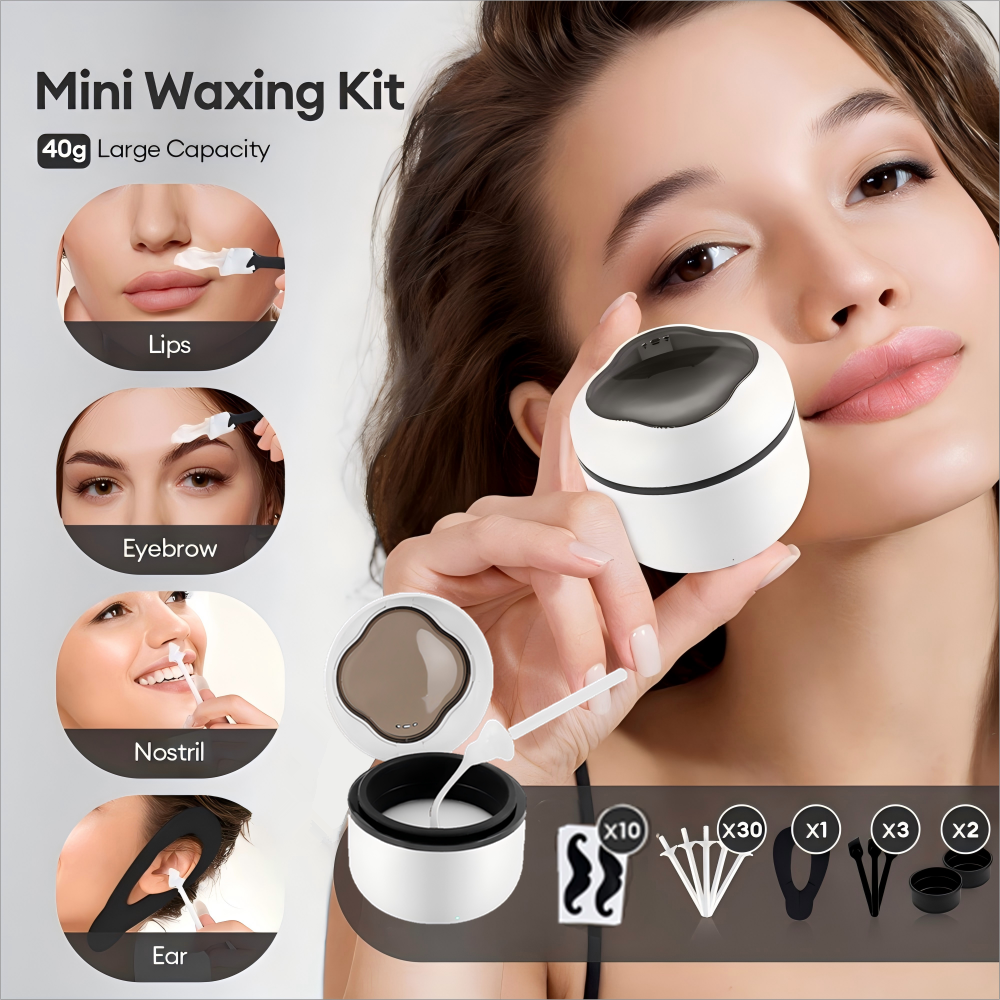 Mini máquina calentadora de cera, tazón de silicona de 40g, calentador de cera para nariz, oreja, depilación, Kit de depilación, cera de frijol, calefacción, crisol