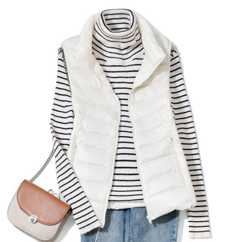 Brand Women's Waistcoat Ultra Light Down Vest Women Light weight Waterproof Sleeveless White Duck Down Female Slim Gilet