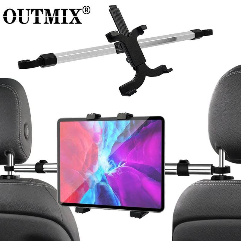 OUTMIX Uchwyt na Tablet PC do Samochodu, Uniwersalny Uchwyt na Zagłówek Fotela Samochodowego dla Tabletów 7-13 Cali, Stojak/Mocowanie na Tylny Fotel Samochodowy