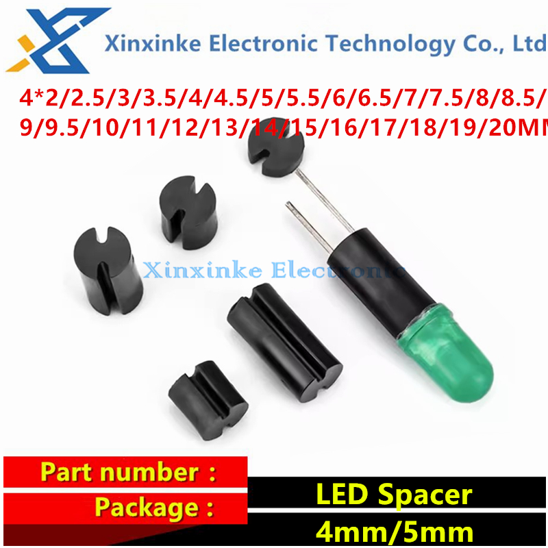 1000 pièces 4MM noir LED entretoise Double fosse LED colonne d'isolation lumière LED Tube lampe Support de Base colonne haute 4*2/3/4/5/6/7/8/9/10MM