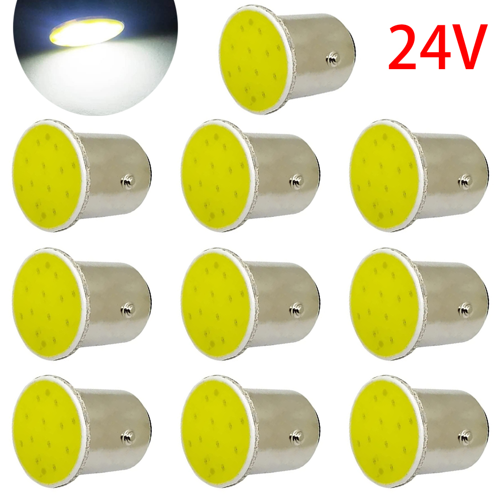 10pcs ไฟ LED รถ 1156 BA15S COB * 12SMD รถบรรทุก DRL ไฟวิ่งกลางวัน 1157 BAY15D เบรคหยุดสัญญาณหลอดไฟ 24V อุปกรณ์เสริม T10