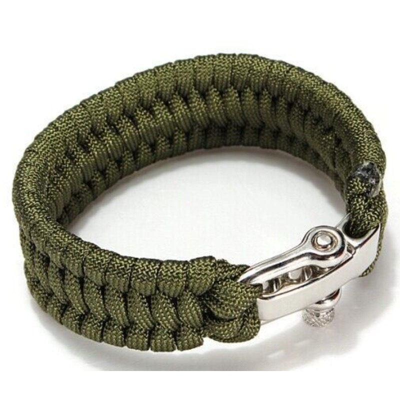 เชือกร่มสร้อยข้อมือ Paracord ทหาร DIY Braided ปรับ U-รูปหัวเข็มขัด Camping Hiking และผจญภัยเชือกฉุกเฉิน