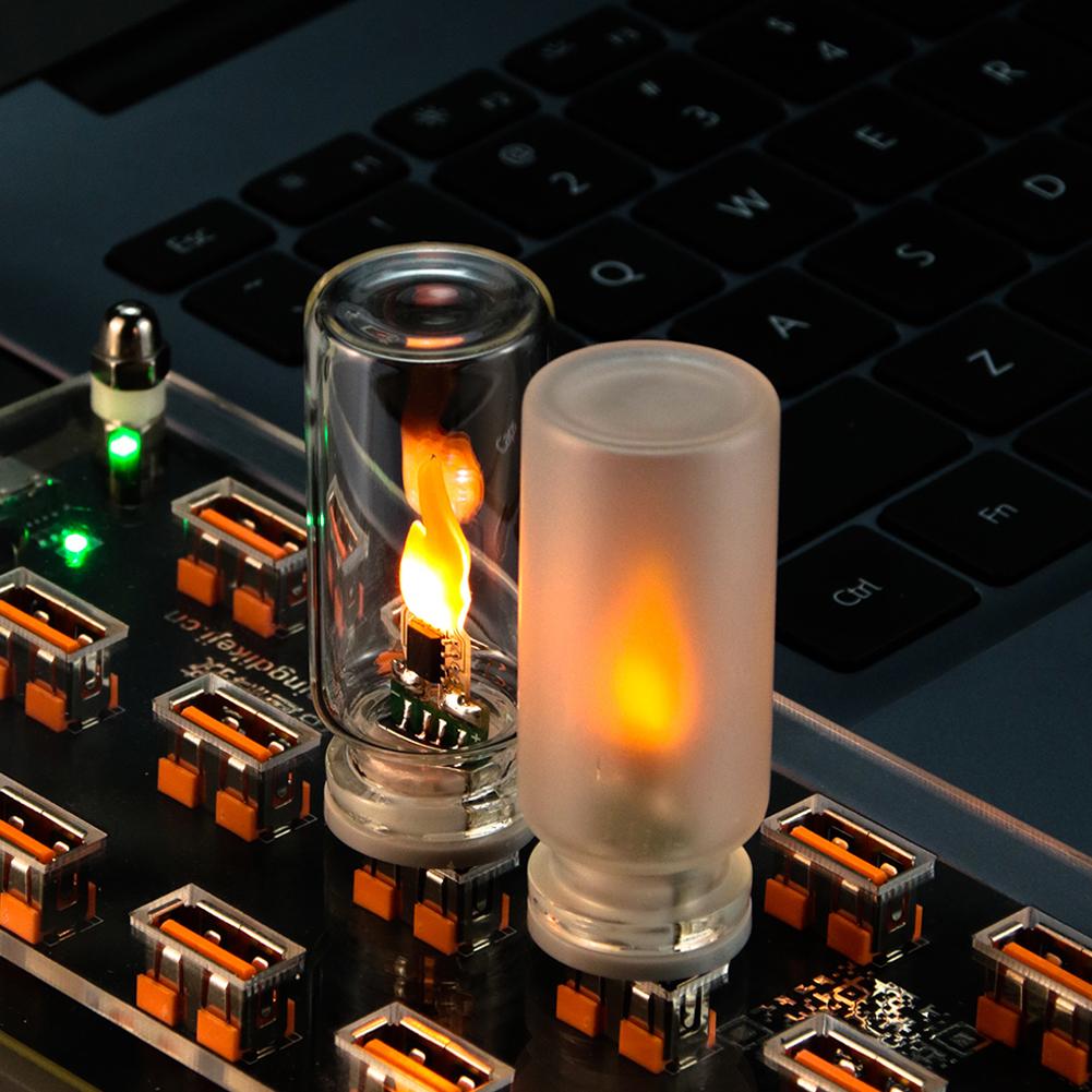 Rétro USB Led Filament veilleuse jaune chaud ampoule éclairage flamme lumière ambiante pour la décoration intérieure éclairage de secours