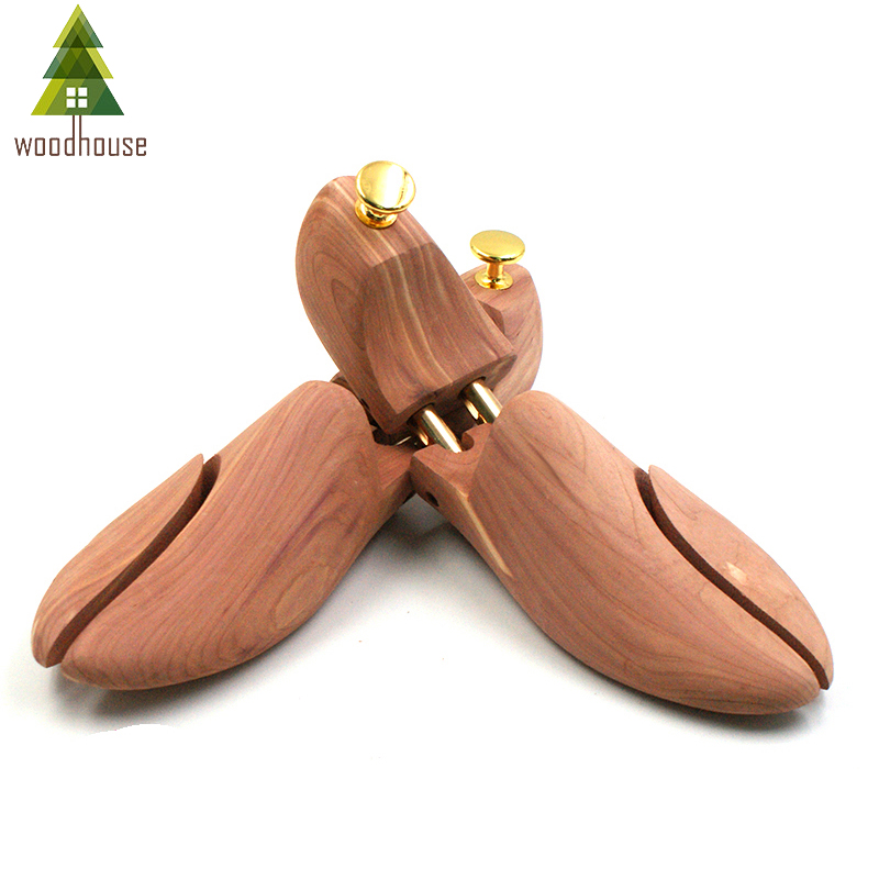 Sapato de cedro vermelho ajustável com tubo duplo masculino e feminino Árvore de sapato de madeira