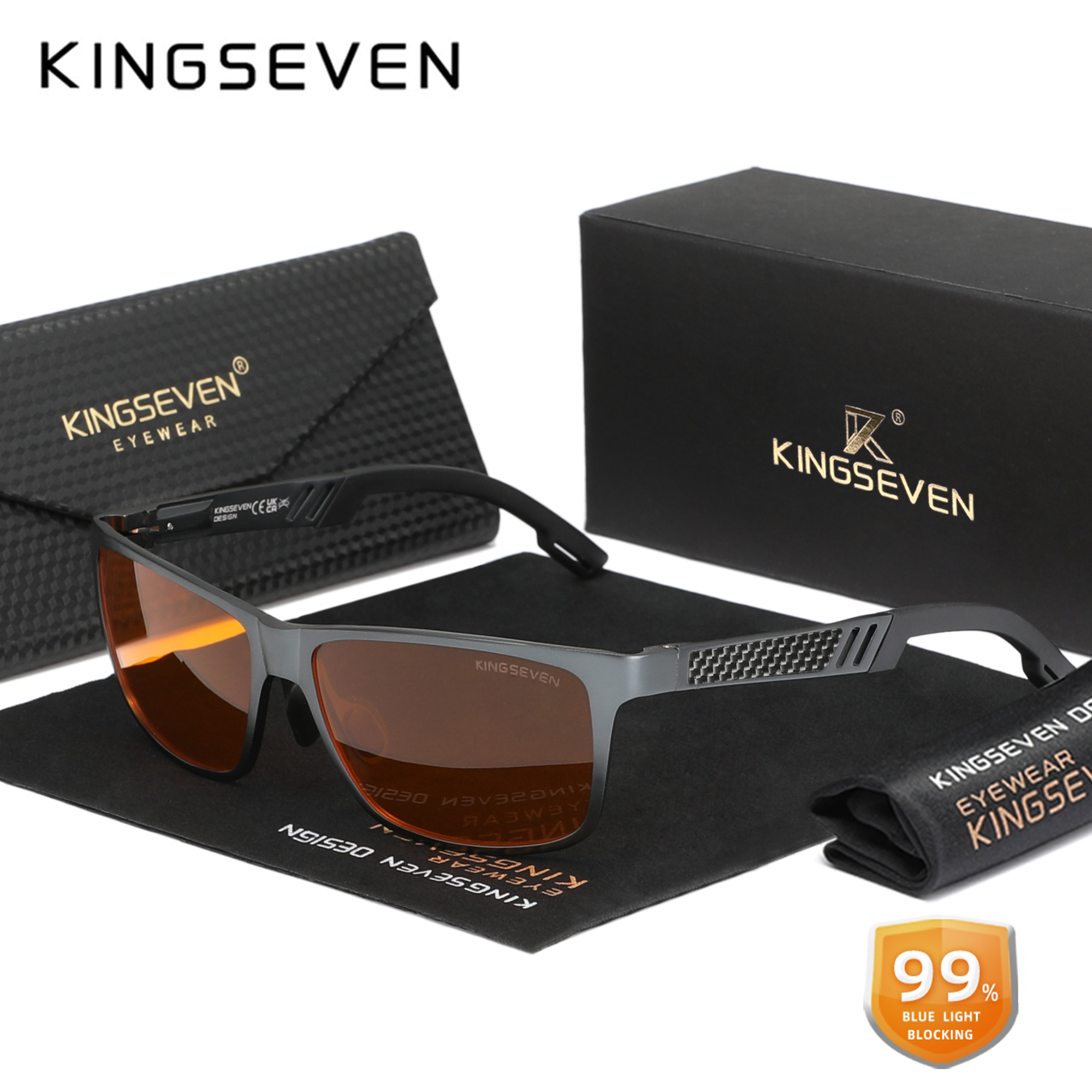 KINGSEVEN очки с блокировкой синего света для мужчин/женщин, высококачественные алюминиевые компьютерные очки с защитой от синего луча для чтения с прозрачными линзами