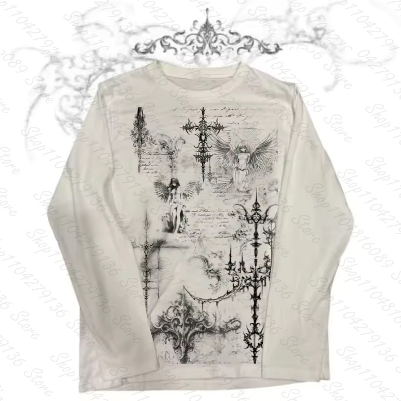Vestiti da donna per le donne Kawaii Emo Graphic Tees Y2k Top Crop Top Donna Ritagliata Shoujo Girl Style anni '90 Abbigliamento Vintage