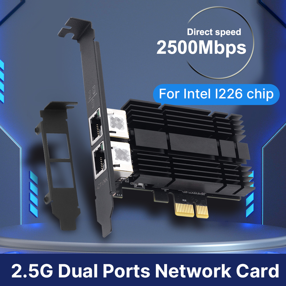 Сетевая карта PCI-E к RJ45 2500 Мбит/с для Intel I226 Gigabit Ethernet rj45 с двумя портами 1000/2500M PCI Express Wlan адаптер для настольных ПК