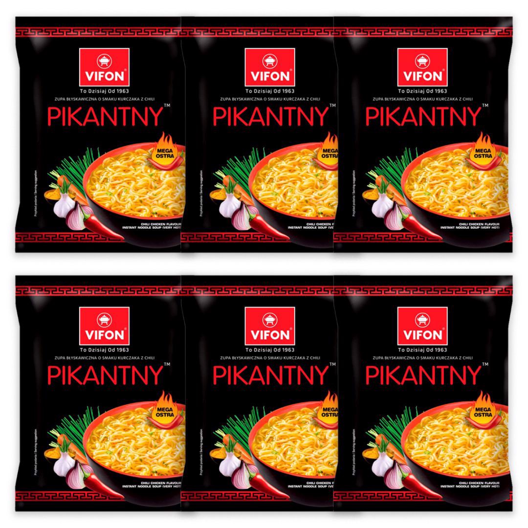 Vifon Zupa błyskawiczna o smaku kurczaka pikantny 70 g x 6 sztuk