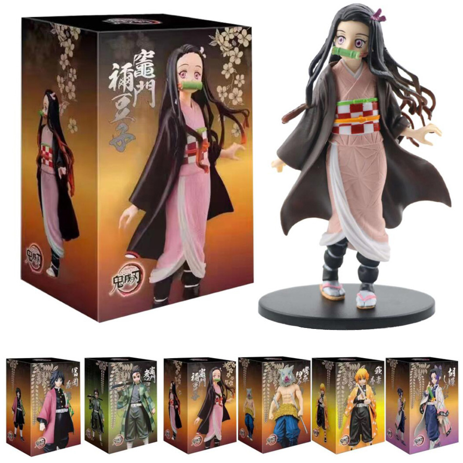 Anime 16cm demon slayer kimetsu no yaiba figura kamado tanjirou figura de ação agatsuma zenitsu nezuko guerreiro pvc modelo brinquedos aaa