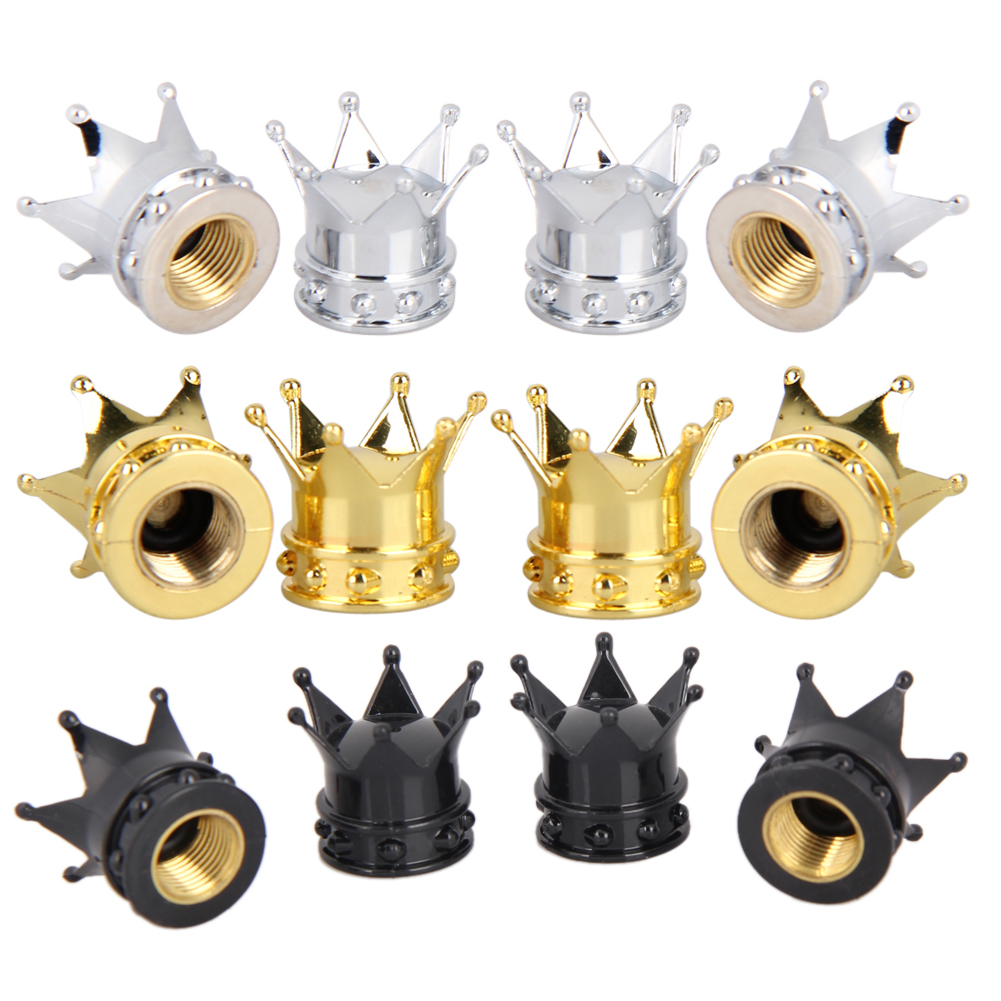 2/4 pcs/lot bouchons de Valve de pneu de vélo universel anti-poussière couronne d'or tige de roue de pneu bouchons de Valve d'air Valve de pneu Auto camion vélo chaud