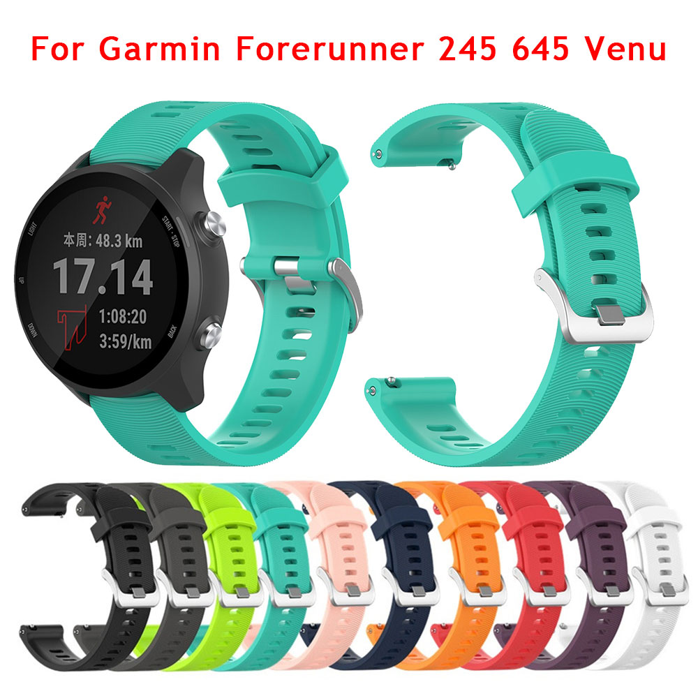 Correa de reloj de 20mm para Garmin Forerunner 245 245M 645, pulsera de silicona para reloj inteligente Vivoactive3 3 Music Venu