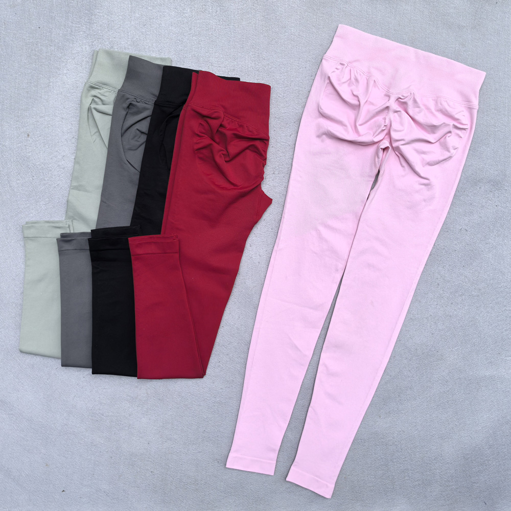 Mallas de Yoga sin costuras para mujer, pantalones deportivos para gimnasio, banda baja acanalada, traje de Fitness de estiramiento alto, medias de entrenamiento