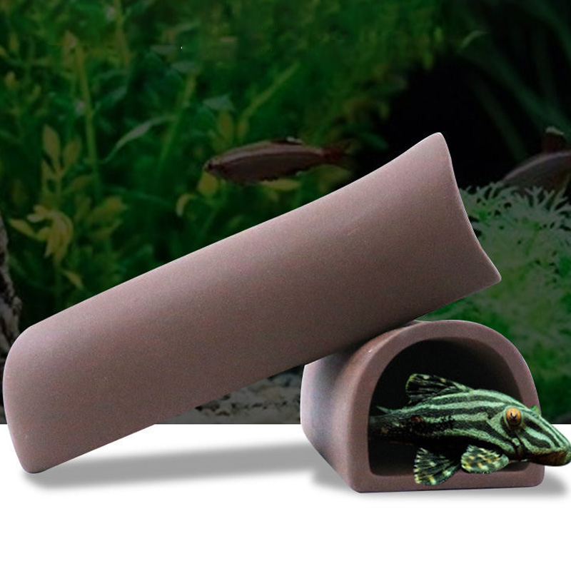 Abrigo de cerâmica para aquário, decoração de caverna de reprodução, tubo escondido para aquário, tanque de peixes, ninho de camarão, casa de caverna, ornamentos