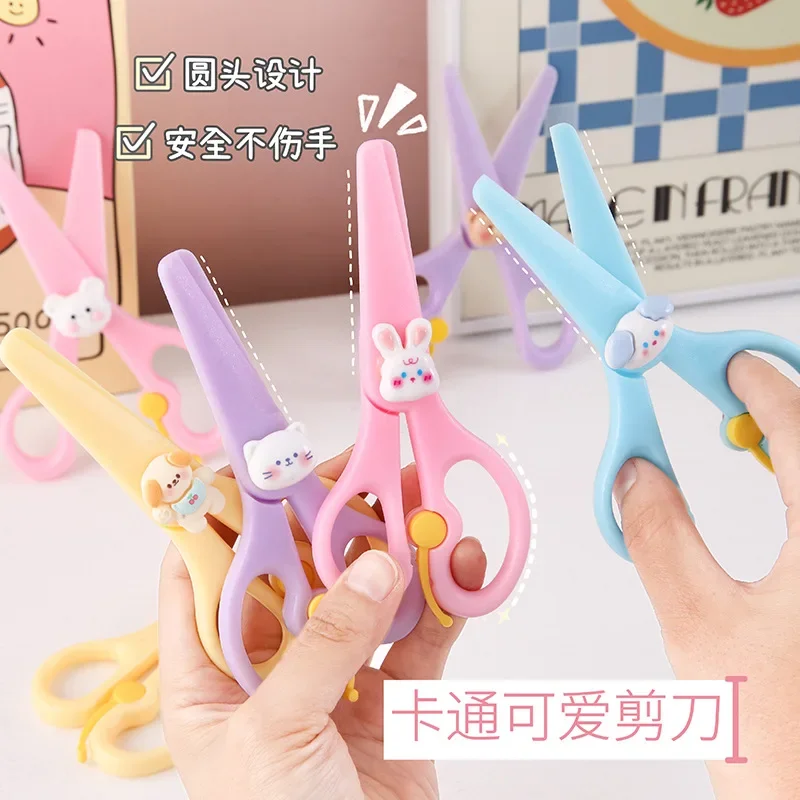 Tijeras de papel de dibujos animados para niños, tijeras de papel sin dañar con forma de corazón, bonitas y femeninas, cuchillo multifuncional hecho a mano para estudiantes
