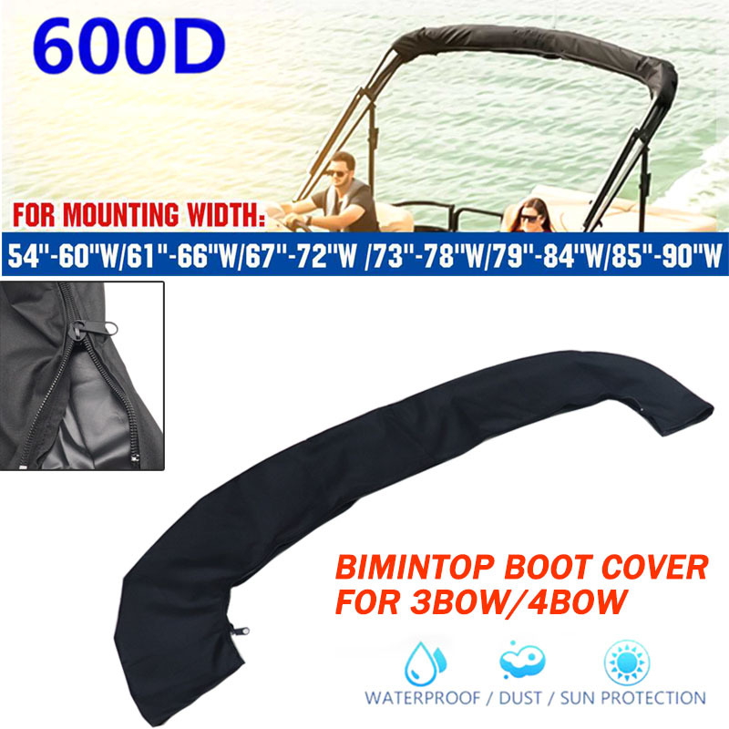600D 3/4 โบว์ Bimini Top Boot ไม่มีกรอบเรือยอชท์เรือกันน้ําพร้อมซิป Anti UV ป้องกันฝุ่น Marine อุปกรณ์เสริม