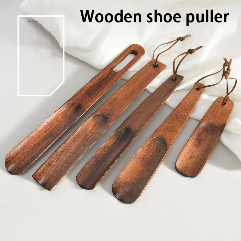 Nuevos bocinas avanzadas de zapatos de madera maciza, calzador de mango corto de 15-31cm, zapatos para mujeres embarazadas y ancianos, cuchara, espátula para zapatos de Hotel en casa, 1 Uds.