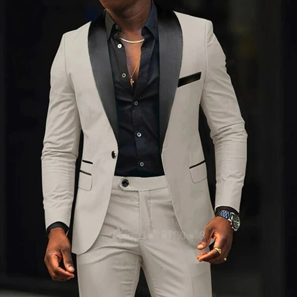 Elegante Hochzeitsanzüge, 2-teilig, schmale Passform, zweireihiger Blazer, Smoking, Trauzeugenanzug, formelle Business-Anzüge für Herren (Jacke + Hose)