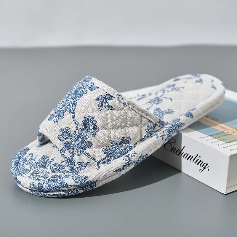 Nova casa chinelos de algodão macio floral sapatos de chão moda leve antiderrapante chinelos interiores quarto casal chinelos