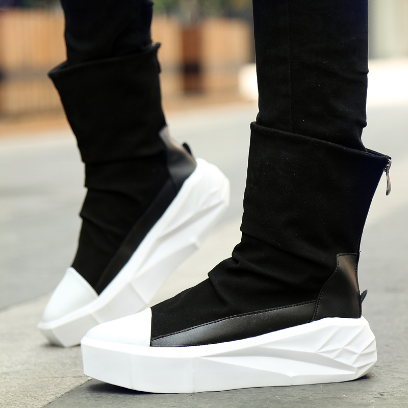 Scarpe alte da uomo con suola spessa alla moda in bianco e nero stile versatile Youth Outdoor party Leisure Walk office shoes