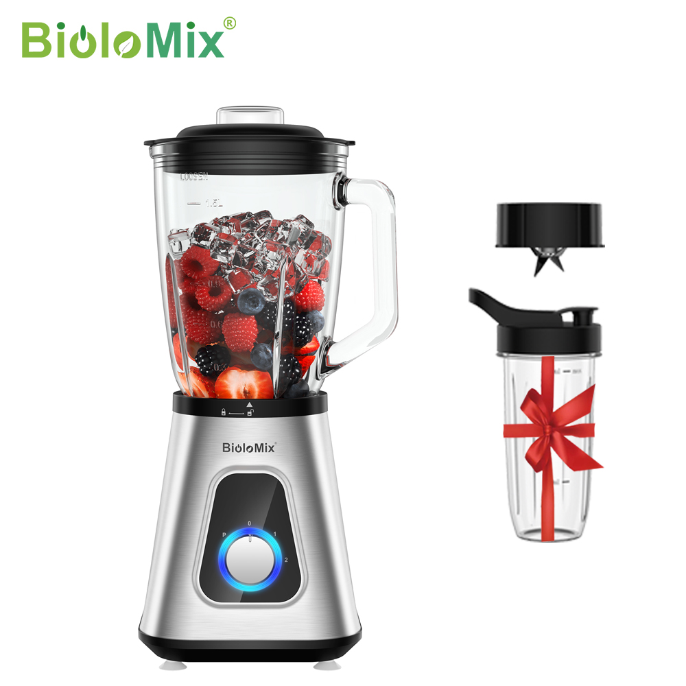 BioloMix 1300 Вт Смузи-машина со стеклянной баночкой емкостью 1,5 л Персональный блендер для замороженных фруктовых напитков и соусов