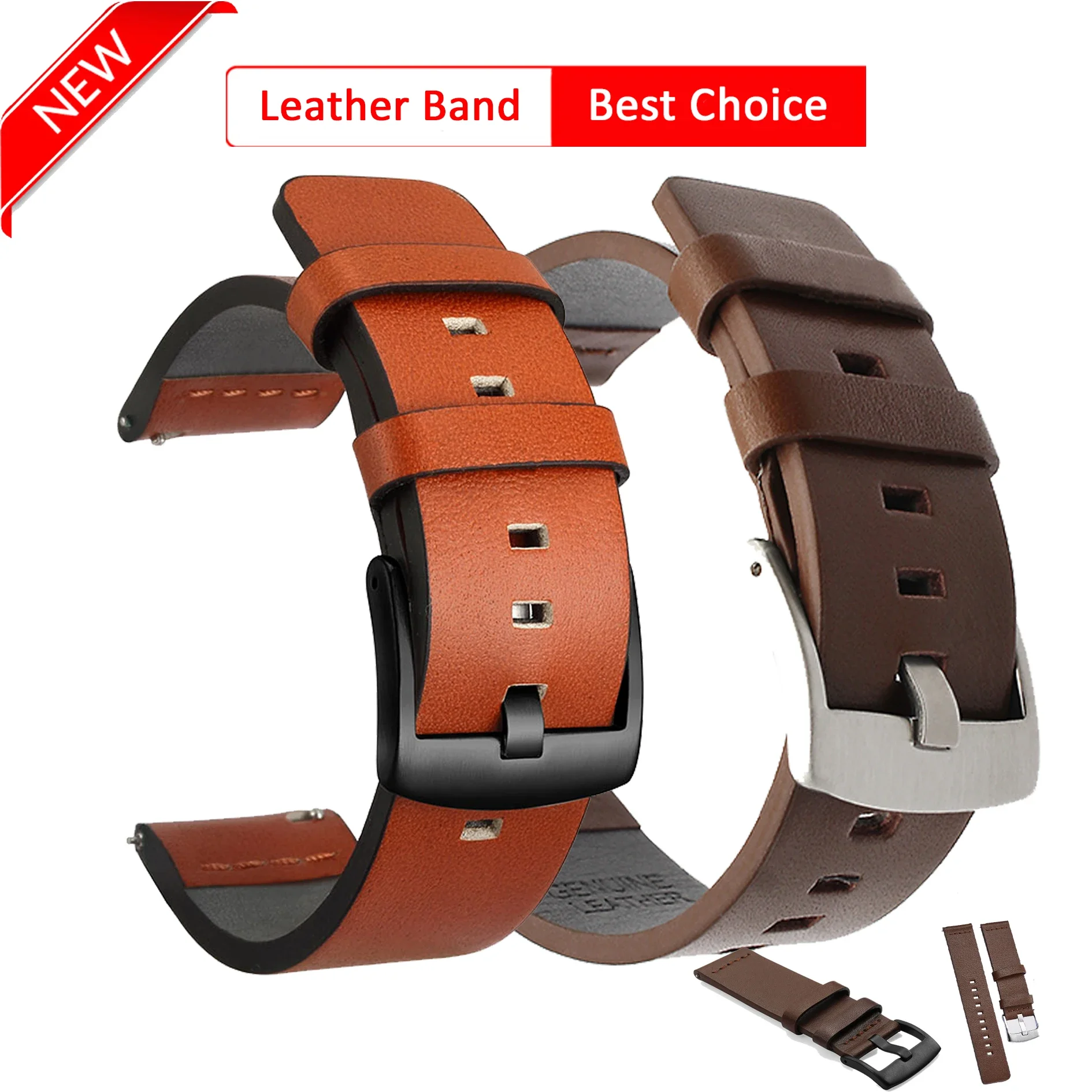 Correa de reloj de cuero de alta calidad de 22mm y 20mm para Samsung Galaxy Watch 6Classic 43mm 47mm 7 6 5 4 40/44mm 5Pro 18mm correa rápida 24mm