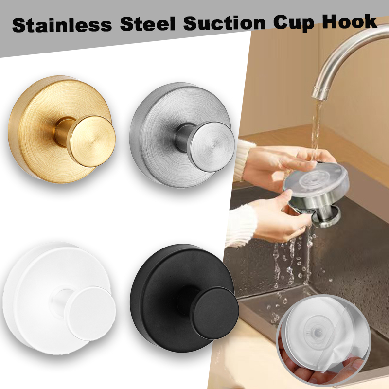 Gancho de ventosa reutilizable de acero inoxidable, ganchos de montaje en pared impermeables, sin perforaciones, colgador de pared para cocina y baño, toalla y ropa
